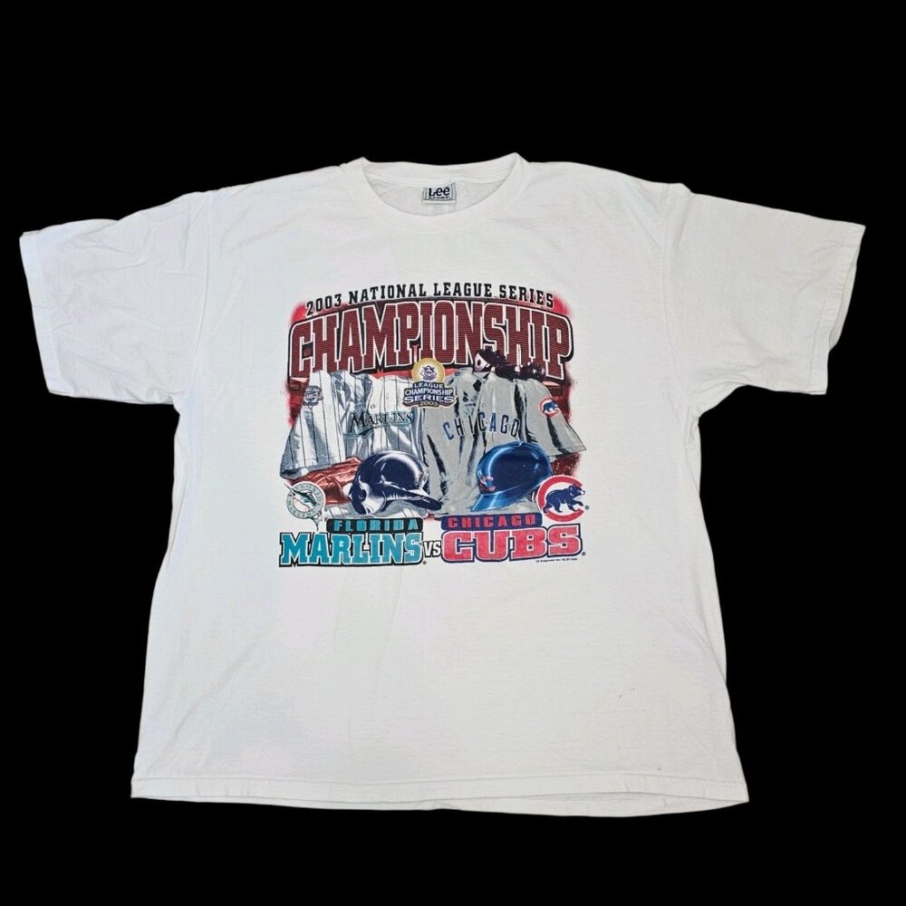 VTG Chicago Cubs Marlins 2003 National League Championship Tee Shirt Sz XL White